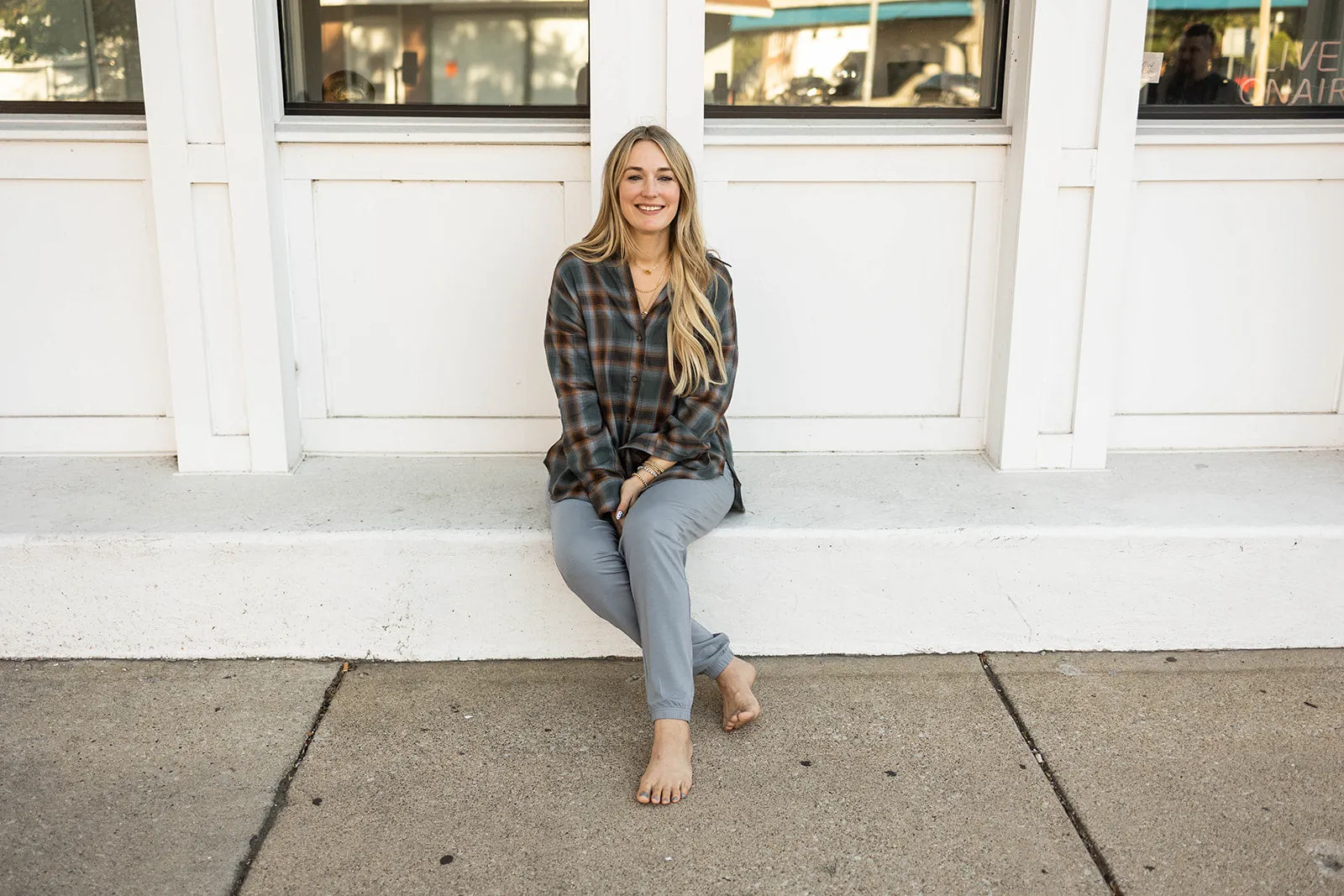 wells pant in blue granite