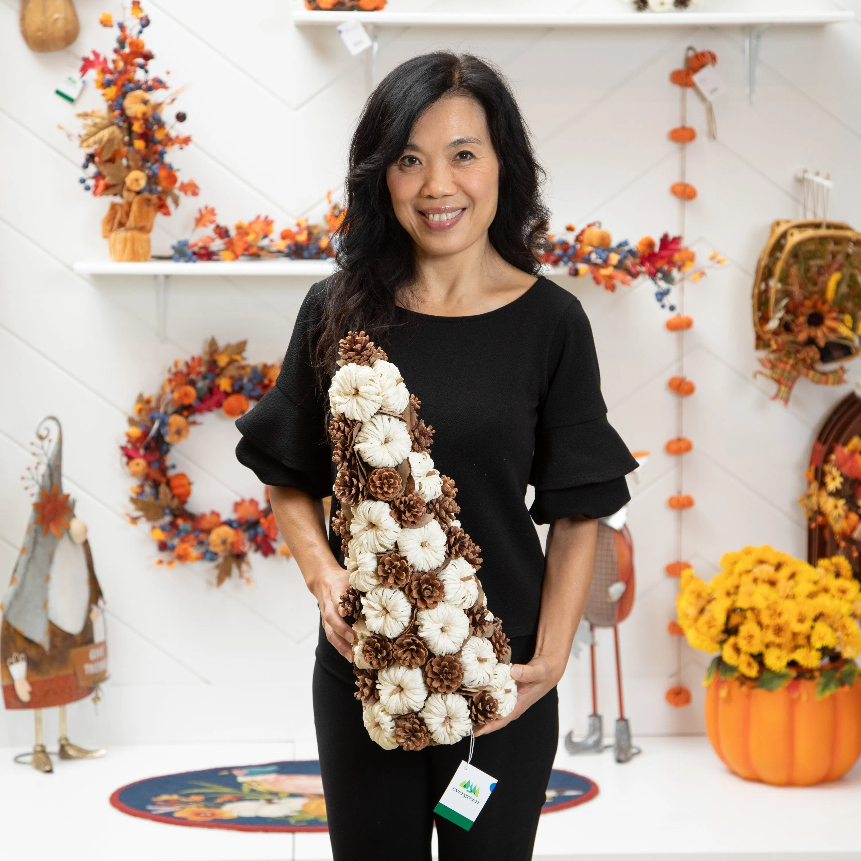 White Paper Pumpkins Cone Tree,phl349