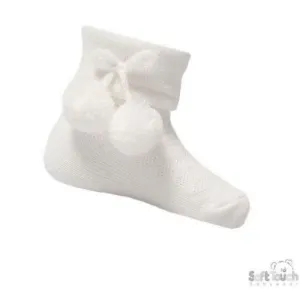 White Pom Pom Ankle Socks