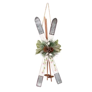Wood and Metal Wall Décor, Holiday Skis,6awd991